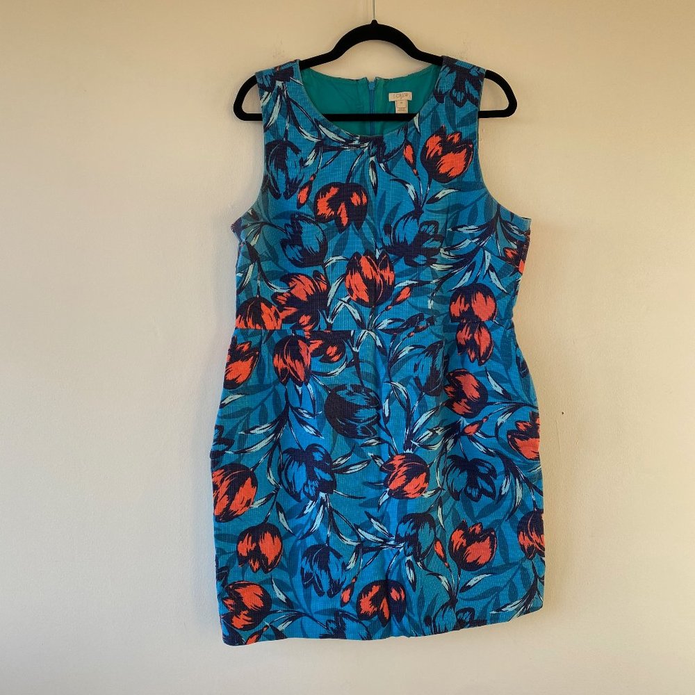 J.Crew Dress Blue with Flowers Size 16
